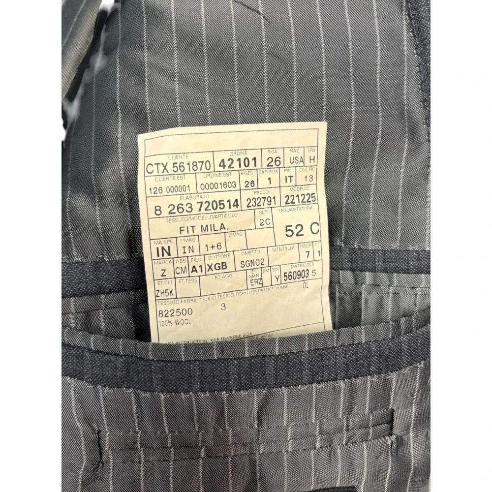 Ermenegildo Zegna 52 42S 36x28 Gray Stripe 2pc Pant Suit Italy Mila Fit Wool